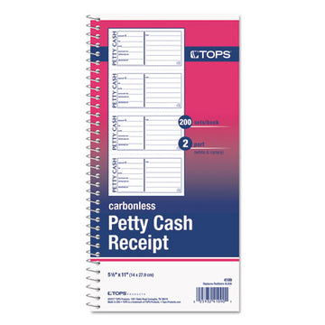 TOPS™ Petty Cash Receipt Book, Two-part Carbonless, 5.5 X 11, 4-page, 200 Forms freeshipping - TVN Wholesale